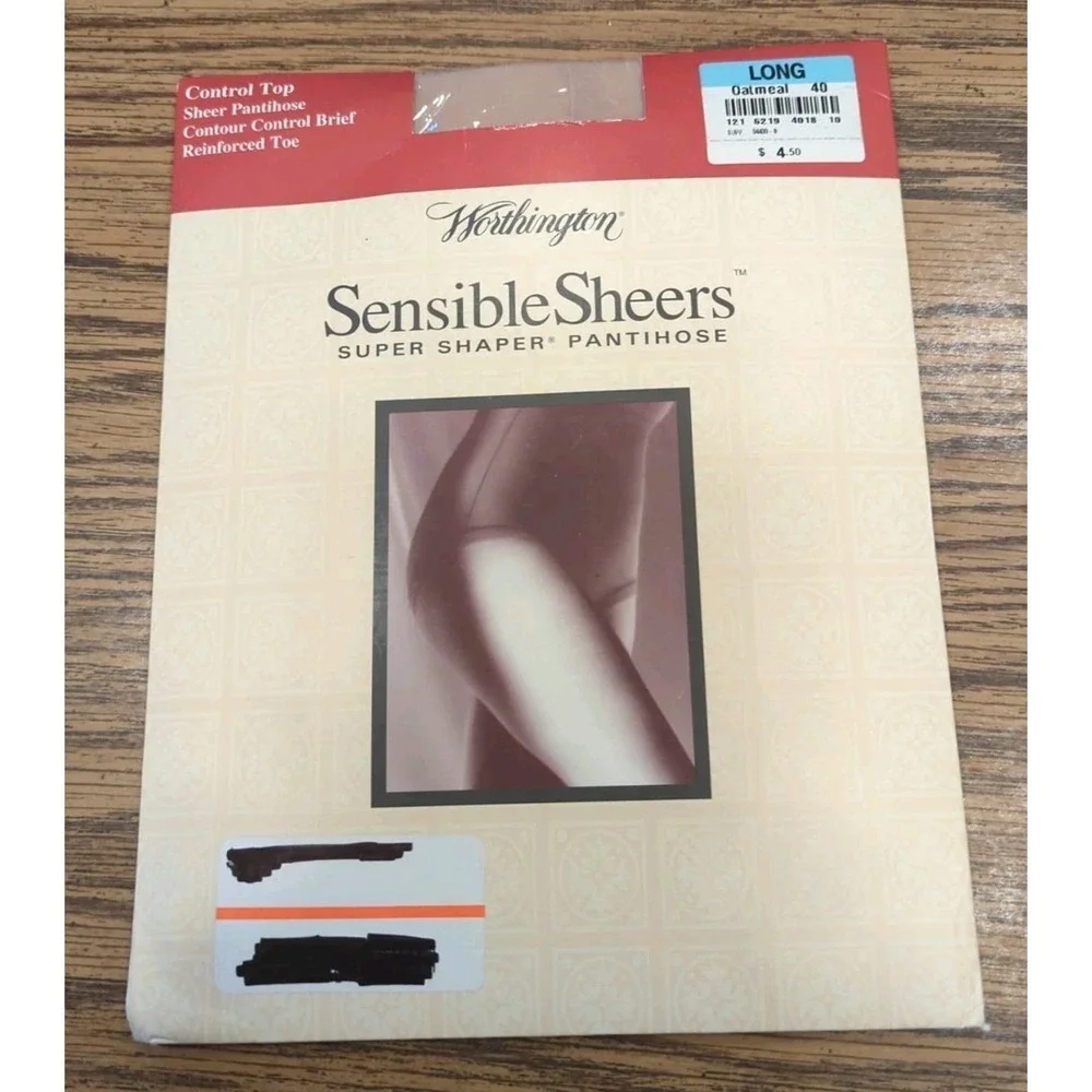 Vintage New Worthington Sensible Shears Pantyhose Long Oatmeal Control Top